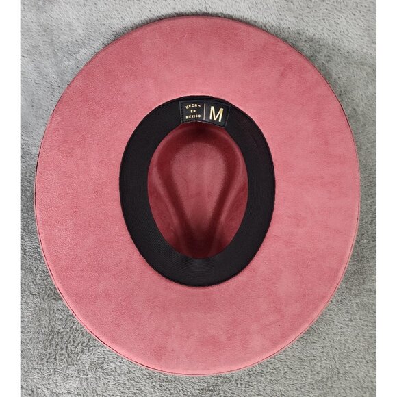 Womens Cowgirl Hat Medium Pink Felt Butterfly Bee Floral Burnt Painted Western - Picture 14 of 14